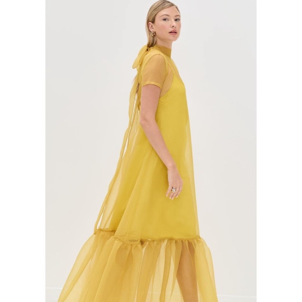 NWT Staud Calluna Yellow Organza Layered Maxi Dress - XL